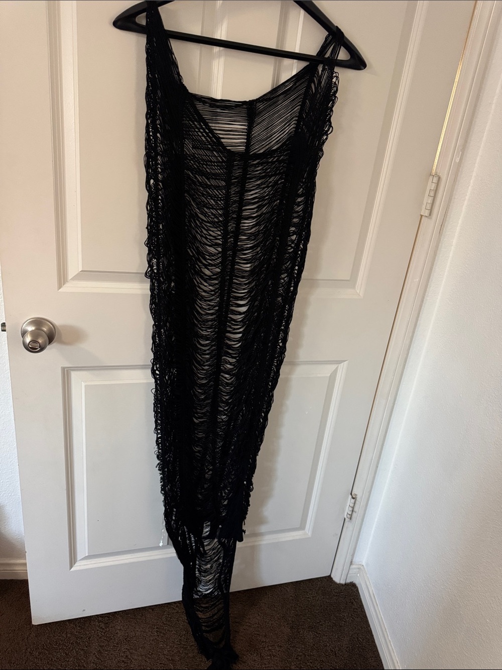 Black Sheer Crochet Swim Coverup - Women's Beach Dress